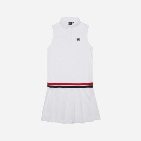 Vestidos Fila Mulher Branco - Fila Line Pleated Portugal Lojas,KJXN-68473